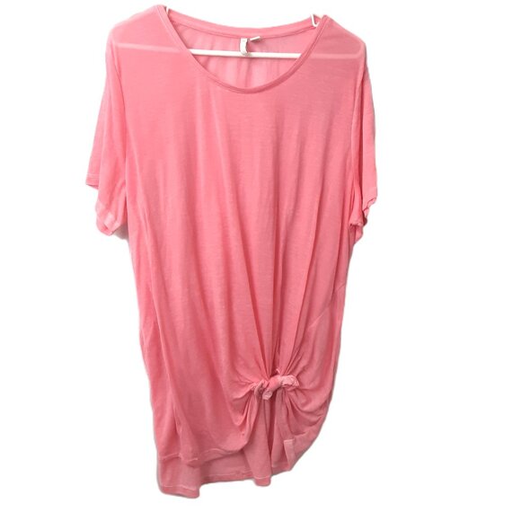 Cato Peasant Top 2X 18-20w Pink Knot Gauzy Lightweight Pullover Short Sleeve - Picture 1 of 9